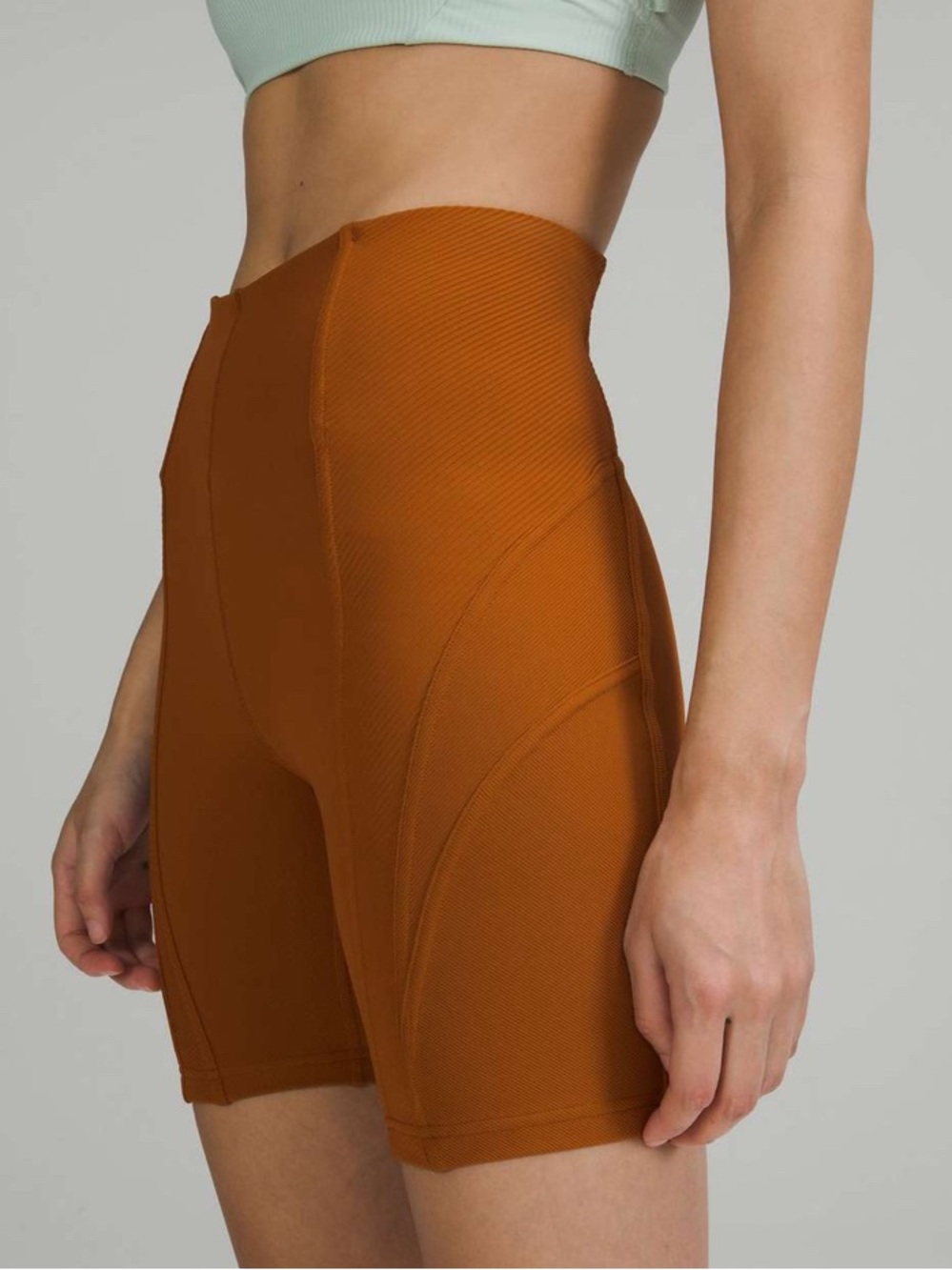 Lululemon Ribbed High-Rise Yoga Biker Short 8" - Butternut Brown - Size 4